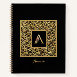 Modernes Leopard Gold Personal Monogram Letter A Notizbuch