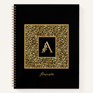 Modernes Leopard Gold Personal Monogram Letter A Notizbuch