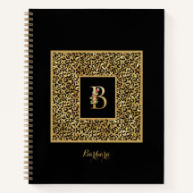 Modernes Leopard Gold Personal Monogram Letter B