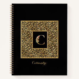 Modernes Leopard Gold Personal Monogram Letter C Notizbuch