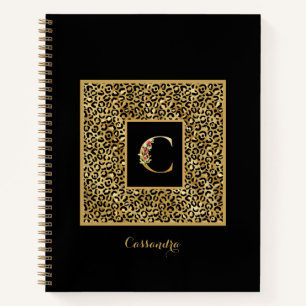 Modernes Leopard Gold Personal Monogram Letter C Notizbuch