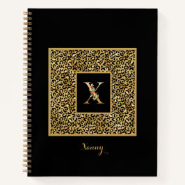 Modernes Leopard Gold Personal Monogram Letter X Notizbuch