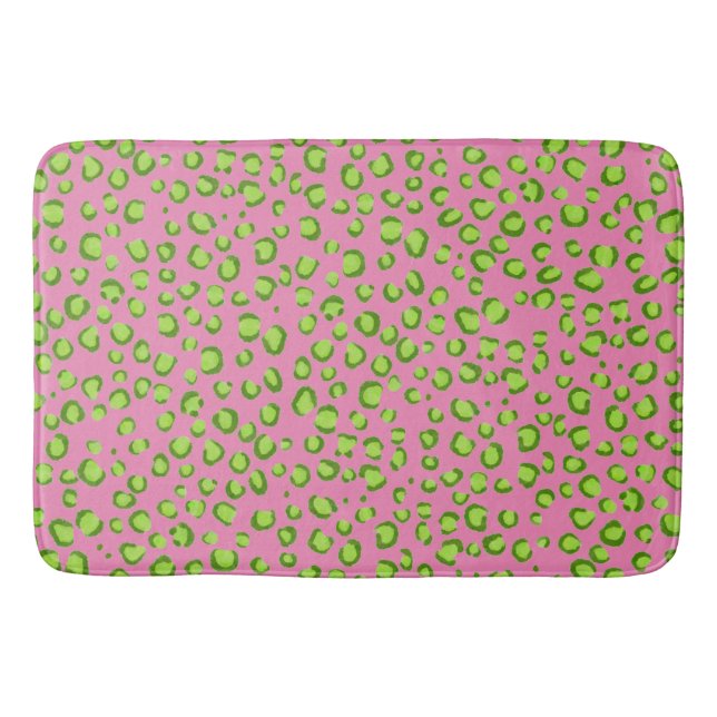 Modernes Leopard-Muster für Tierdruckmuster Grün R Badematte (Vorderseite)