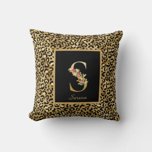 Modernes Leopard Personalisiert Monogram S Kissen