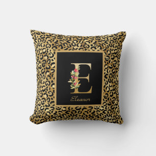 Modernes Leopard Personalisiertes Monogramm E Kissen
