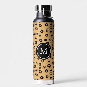 Modernes Leopardenmuster und Monogramm Trinkflasche