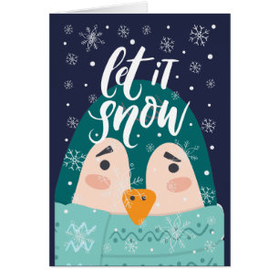 Modernes "Let it Snow" Pinguin Weihnachten Gruß