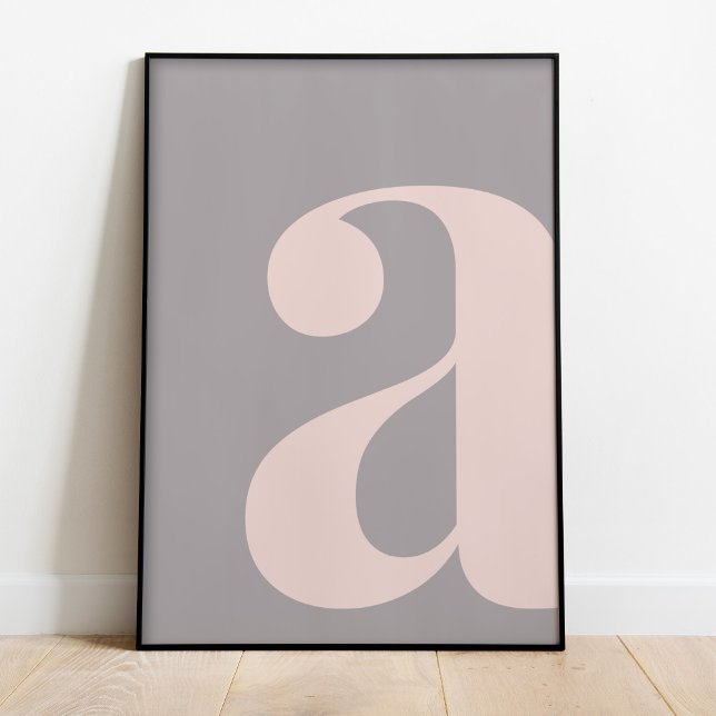 Modernes Letter-A-Poster Poster (Modern Grey and Blush Letter A Poster iin a black frame.)
