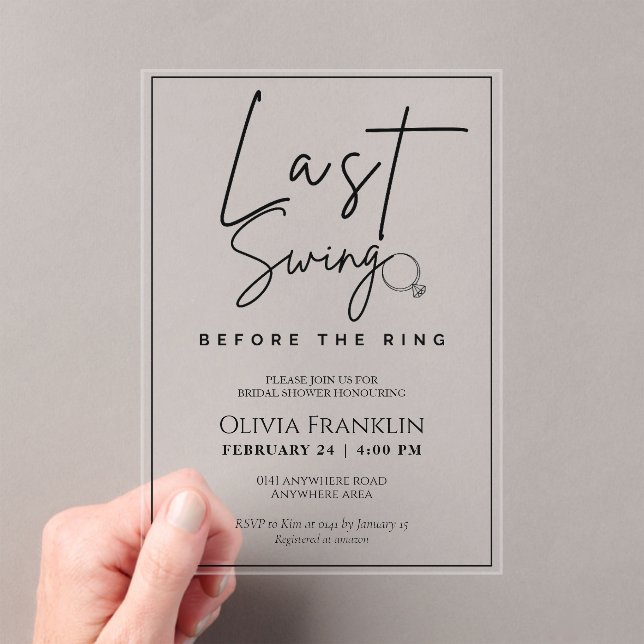 Modernes letztes Schauspiel vor dem Ring-Brautpart Acryleinladungen (Insitu (Handheld))