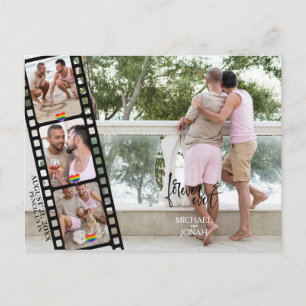 Modernes LGBTQ 4 FOTO Filmstrip Save the Date Postkarte