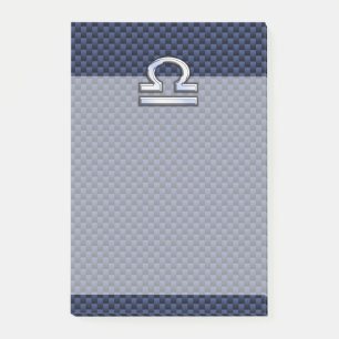 Modernes Libra-Zeichen auf Navy Blue Carbon Fibre Post-it Klebezettel