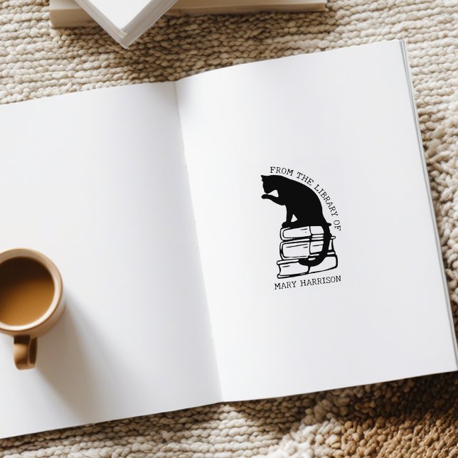Modernes Library Cat Buchzeichen Gummistempel (Von Creator hochgeladen)