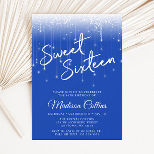 Modernes Licht Royal Blue Sweet 16 Einladung