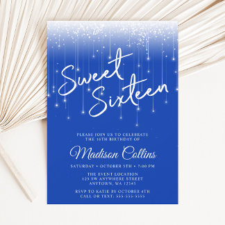 Modernes Licht Royal Blue Sweet 16 Einladung