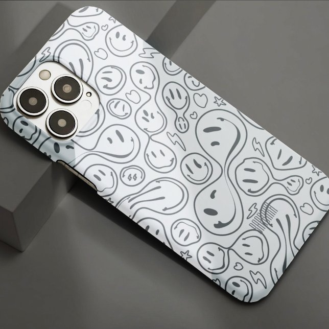 Modernes, lichtdurchlässiges Gesicht-Muster Stilwe Case-Mate iPhone Hülle (Modern Smiling Face Smile Pattern Stylish White Case-Mate iPhone Case
)