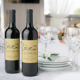 Modernes Liebe-Lachen nach Hochzeit Weinetikett