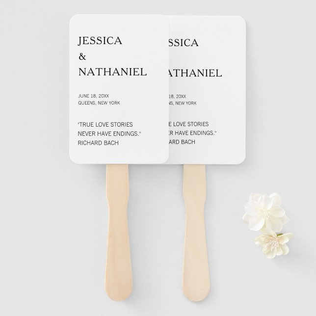 Modernes Liebe Zitat Schwarz-Weiß-Hochzeit Fächer (Vorne und Hinten)