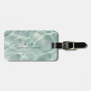 Modernes Light Blue Calm Ocean Monogram Custom Gepäckanhänger