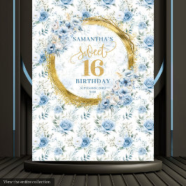 Modernes Light Blue Sweet 16 Gold Glitzer Hintergr Wandteppich