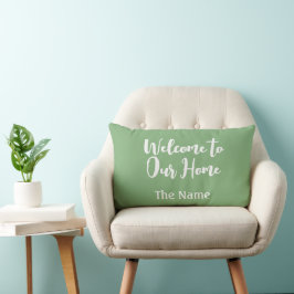 Modernes Light Sage Green Willkommen Zuhause Indiv Lendenkissen