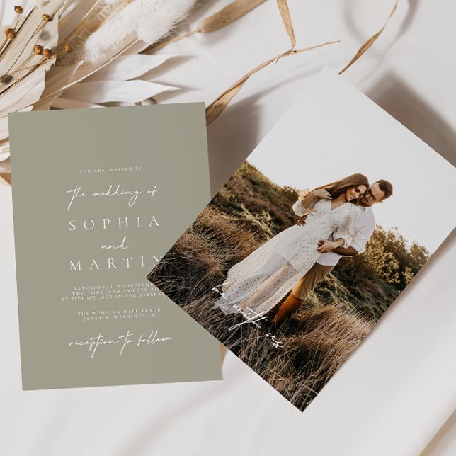 Modernes Light Slate Gray Foto Hochzeitseinladung Einladung (Von Creator hochgeladen)