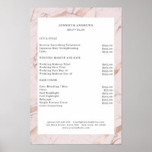 Modernes Lightpink-Kupfer-Preislisten-Poster Poster