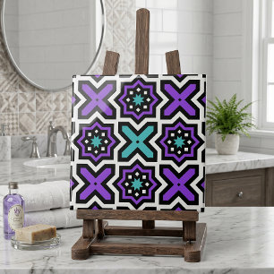 Modernes Lila Aquamarines geometrisches Muster Fliese