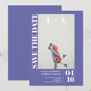 Modernes lila-blaues Foto Save the Date