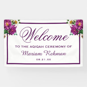 Modernes lila Blumenbaby-Mädchen Aqiqah Banner