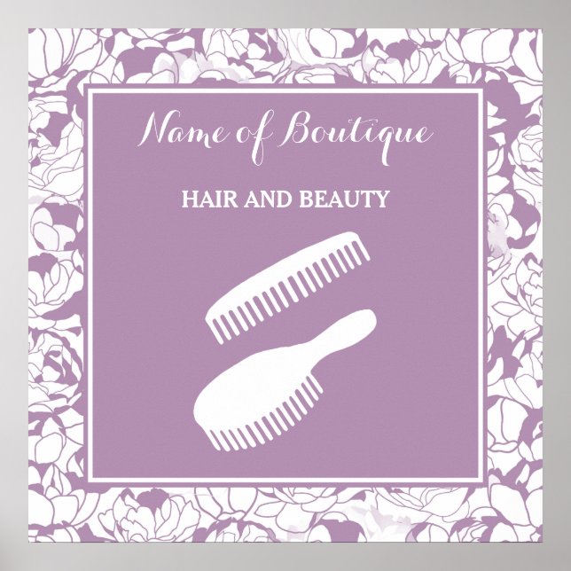 Modernes Lila Blumenbeauty Boutique Zeichen Poster (Vorne)