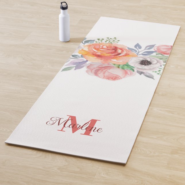 Modernes lila Blumenmuster Aquarellmuster Yogamatte (Beispiel)