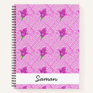 Modernes Lila Blumenmuster Notizbuch