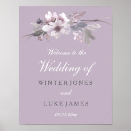 Modernes Lila Blumenwasser-Hochzeitsposter Poster