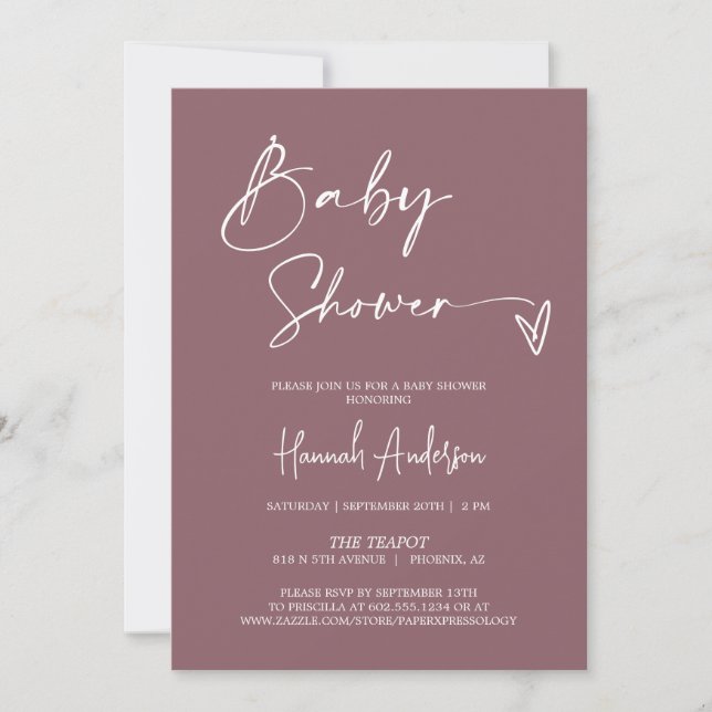 Modernes Lila Boho Baby Dusche QR Code Foto Einladung (Vorderseite)