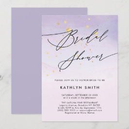 Modernes Lila Brautparty für Wasserfarbkalligraphi Einladung