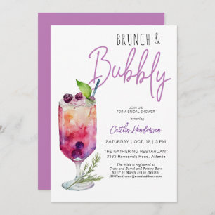 Modernes, Lila Brunch-Brautparty Einladung