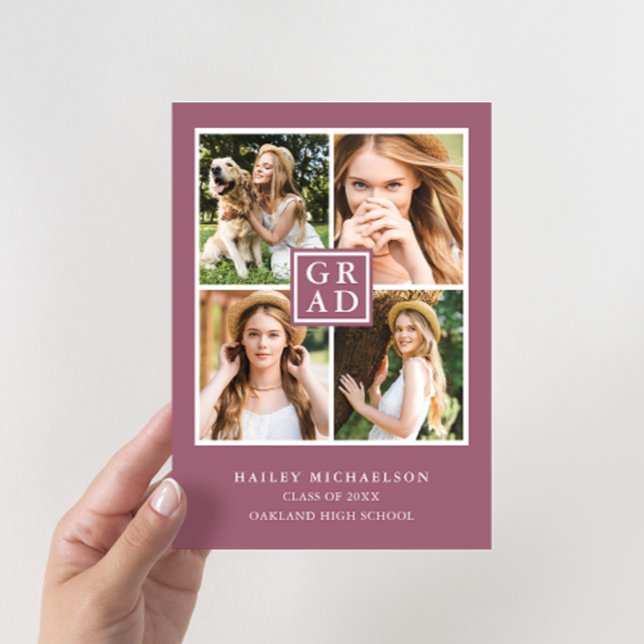 Modernes Lila Cassis Foto Collage Grad Party Einladung (Von Creator hochgeladen)
