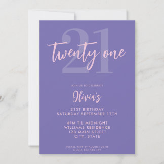 Modernes Lila Elegant 21. Geburtstag Einladung