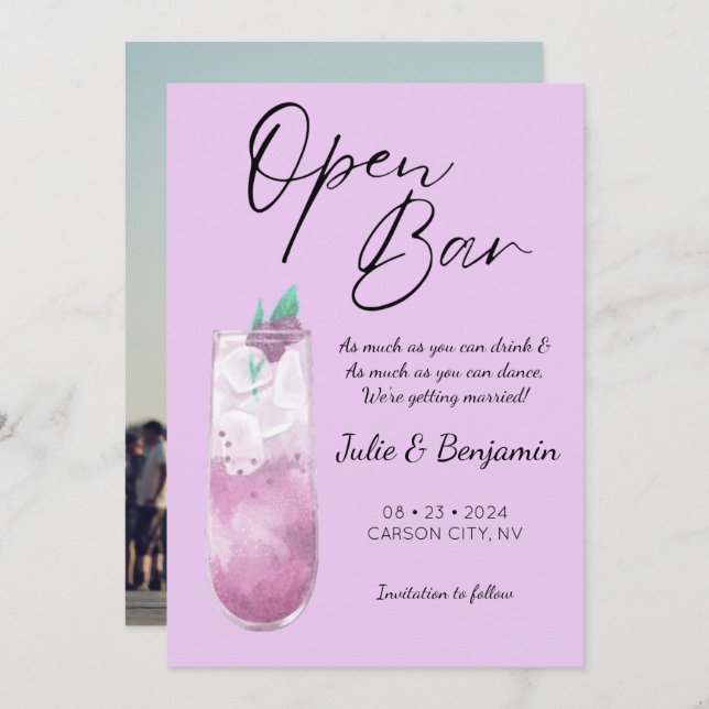 Modernes Lila Foto Save The Date (Vorne/Hinten)