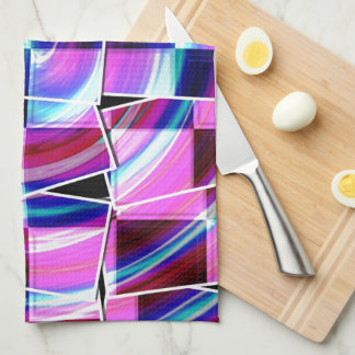 Modernes Lila Fuschia Squares geometrisches Muster Geschirrtuch