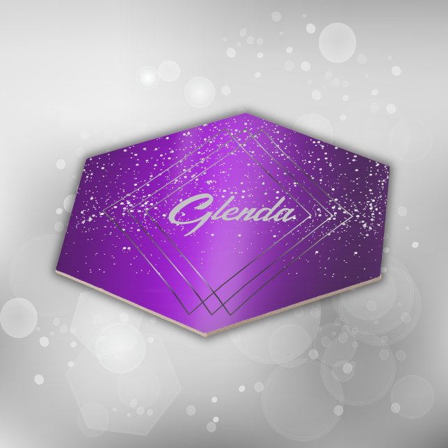 Modernes, Lila gebürstetes Metall mit Silver Monog Untersetzer (Von Creator hochgeladen)