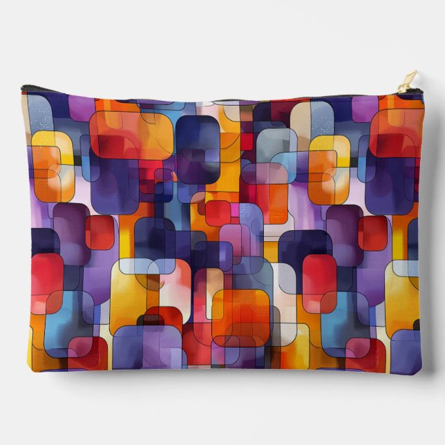 Modernes lila geometrisches Muster Zubehörtasche (Rückseite)