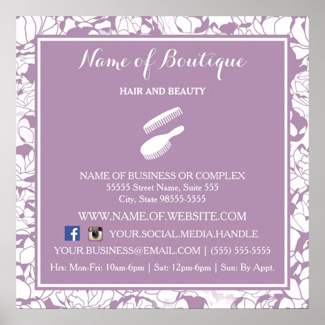 Modernes Lila Girl Salon Poster (Vorne)