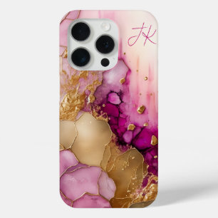 Modernes Lila Goldmarmormonogramm Personalisiert Case-Mate iPhone Hülle
