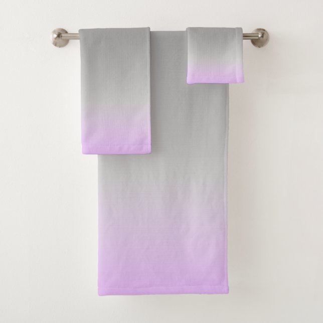 modernes lila-graues Set für Badehandtuch (Insitu)