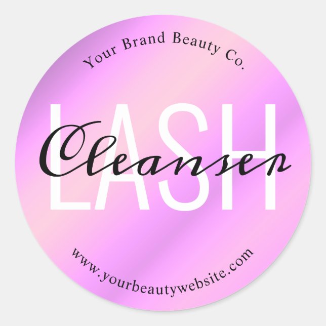 Modernes Lila Lash Cleaner Beauty Product Label Runder Aufkleber (Vorderseite)