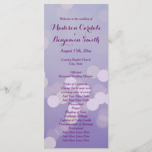 Modernes Lila Lilac-Hochzeitsprogramm Programm