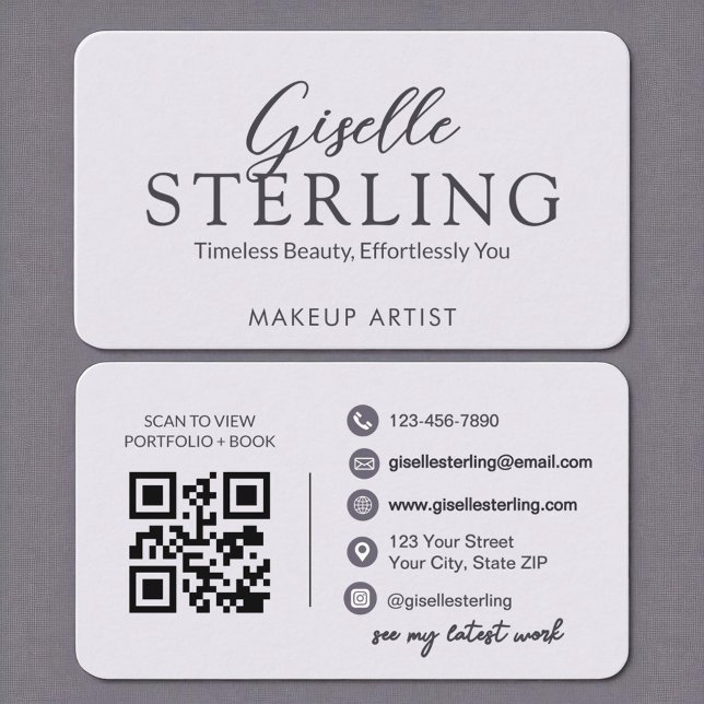 Modernes Lila Lilac QR Code Script Elegant Visitenkarte (Von Creator hochgeladen)