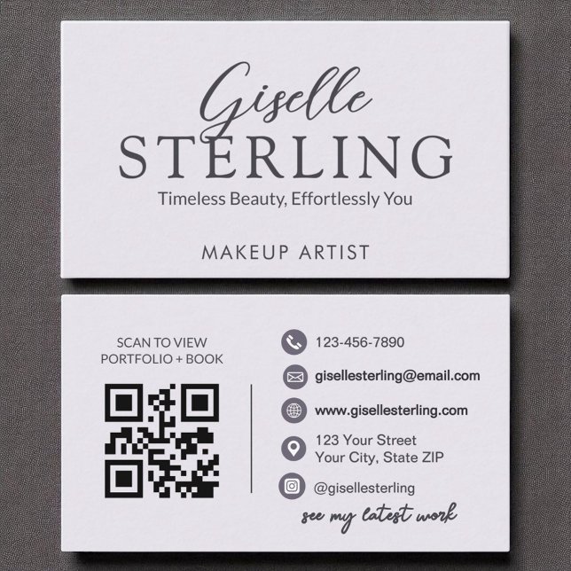 Modernes Lila Lilac Script Eleganter QR Code Visitenkarte (Von Creator hochgeladen)