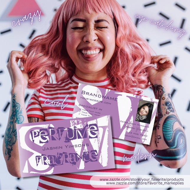 Modernes Lila Lilac-Weiß mit Foto und Monogramm Visitenkarte (Von Creator hochgeladen)